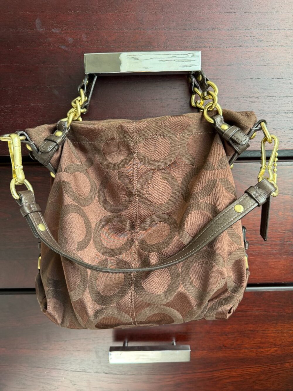Coach Vintage Op Art Brooke Brown Canvas Bag - Picture 12 of 12